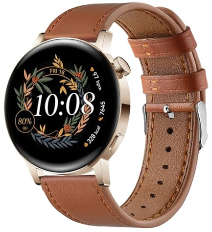 NEMUALL Armband für Huawei Watch GT3/GT2 42mm Leder Uhrenarmbänder Dünnes | Ersatz Lederarmband 20mm, für Galaxy Watch 7 6 5 4 40mm 44mm, Elegant Weich Lederband für Damen Herren