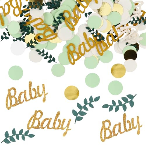 Babyparty Deko Konfetti, 200 Stück Baby Shower Deko Regenbogen Herz Deko | Gender Reveal Babyparty Deko Mädchen Junge Neutral Boy Girl Streudeko Taufe Servietten Dekoration Baby