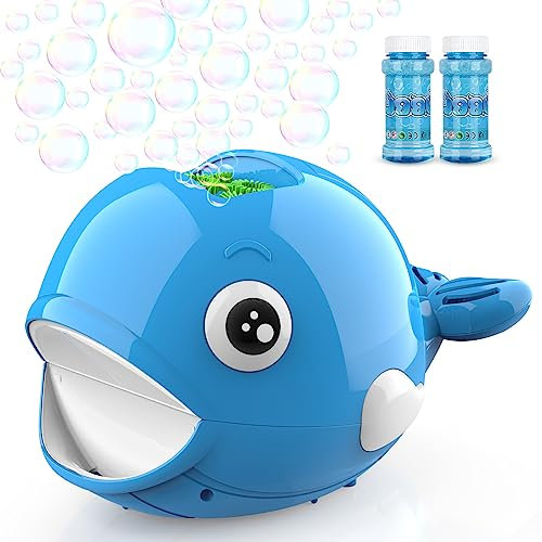 Seifenblasenmaschine Kinder mit 2 Flüssigkeit, Automatische Seifenblasen Spielzeug mit 3000+ Bubbles/Min, Bubble Maker Maschine für Junge Mädchen Outdoor Geschenk für Garten Weihnachten Party Hochzeit