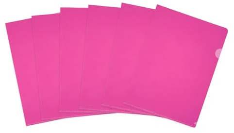 PATIKIL 6 Pack L-Type Plastic Folders, Letter Size Clear Folders for Documents Paper Sleeves Project Folder for Home Office, Pink