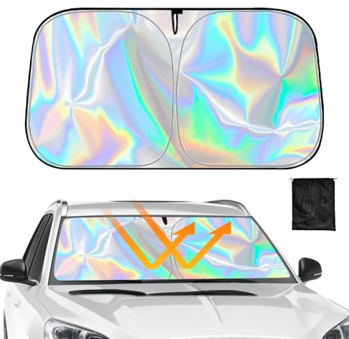 Parasol Delantero Universal para Coche 140 * 70 cm, Paraguas Plegable con Bolsa de Almacenamiento, Protector Solar para Camiones y SUVs