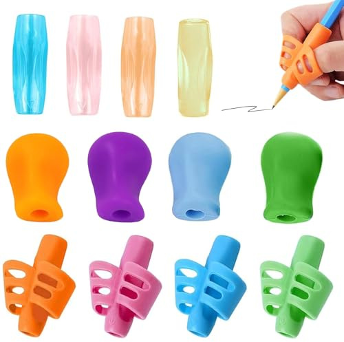 12 Pièces Guide Doigts Ecriture Enfant, Ergonomique Aide Ecriture Enfant, Pencil Grip for Kids, Poignées De Crayon Pour L'écriture Manuscrite, Outils de Correction de Posture pour Apprendre a Ecrire