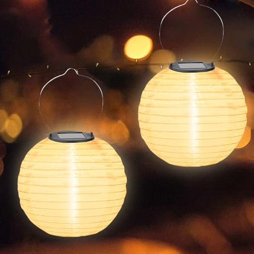 Lanterna Solare da Esterno,2 Pezzi Lanterne da Esterno 30cm,Lanterne Solari da Esterno,Lanterna Solare Esterno,Lampade Solari da Giardino,per Terrazza Prato Balcone Decorazione