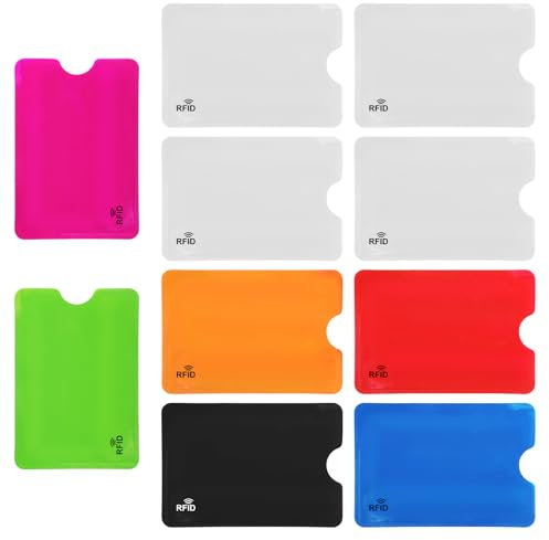 Bruislard 10 Stück RFID Blocker Kartenhülle, RFID Kartenhalter blockierende NFC Schutzhülle Kreditkartenhülle Bunt Diebstahlsichere Schutzkarte für Damen Herren, 9cm×6cm