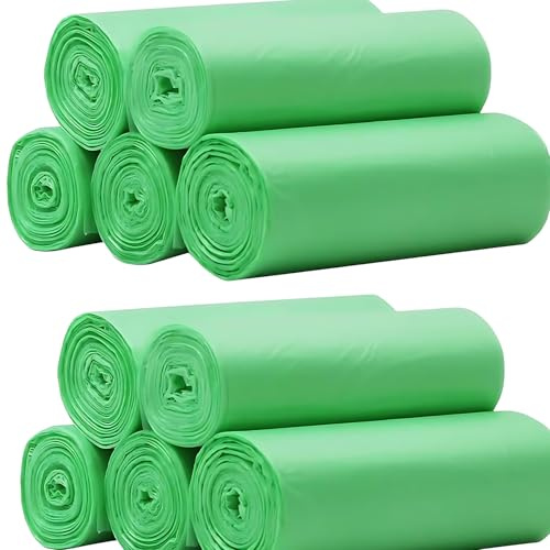 Lot de 100 petits sacs poubelle de 10 L, sacs poubelle pour déchets alimentaires, sacs poubelle pour cuisine, salle de bain, jardin, bureau, vert, 45 x 50 cm