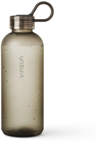 VINSUN Trinkflasche 650ml beige - leicht, auslaufsicher, Kohlensäure geeignet, BPA frei, Tritan - Schlanke Sport Flasche zum auffüllen - Fitness, Büro, Schule, Uni