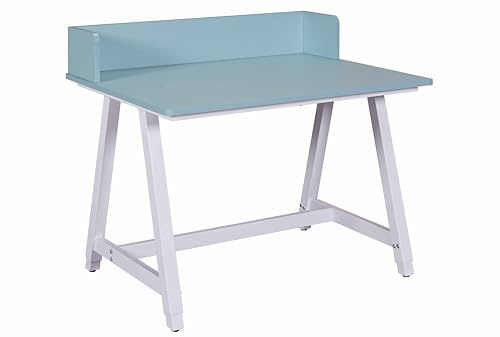 Inter Link - Kinderschreibtisch – höhenverstellbarer Schreibtisch - für Kinder - mit Aufsatz - Stabiler Tisch - Kinderzimmer - ergonomisch - Lern- & Arbeitstisch - Weiß/Blau - Emmelie