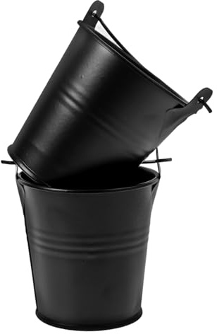 TOBBOMEY 2 Piezas Cubo de Grasa de Metal para Barbacoa Portátil Recogedor de Aceite y Fácil de Limpiar para Parrillas al Aire Diseño Multifuncional Negro