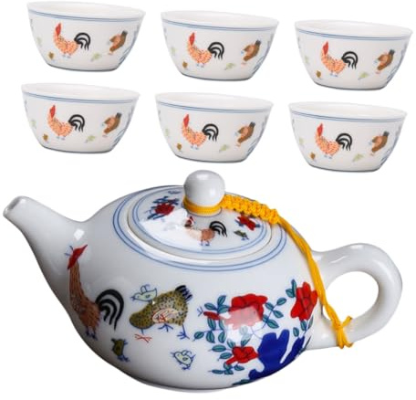 ROMISBABA Tetera Vintage de Cerámica Resistente con Diseño Chino Antiguo para Infusión de Té Decoración de Escritorio Elegante y Funcional