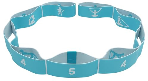 Bande d'étirement de yoga, bande de yoga, étirement, avec 9 plaisirs, sangle extensible, bande élastique de fitness, bande de résistance segmentée pour pilates, danse, gymnastique, étirement efficace