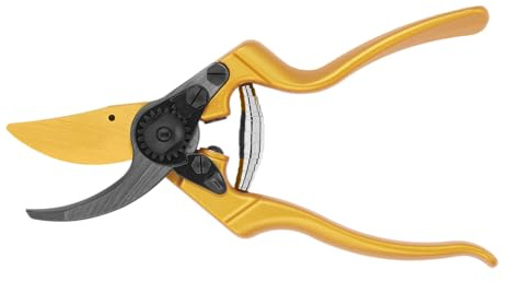 FELCO 8 Gartenschere Klinge F-Gold/Goldene Griffe – Rechtshänder, Premium-Ausführung, langlebige AuCo-Gold-Klinge, präziser 25 mm Schnitt, geschmiedetes Aluminium, Swiss Made