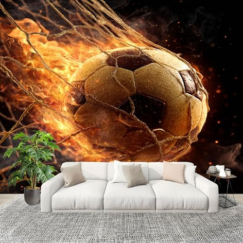 Dormitorio Papel Pintado FúTbol Llama Deportivo Pared Panorámico 200x140 cm Amarillo Fotomurales No Tejido, Póster Gigante de Pared Personalizado 3D Para Salón Fotomurales