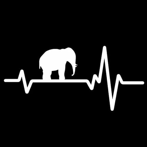 JIFENLI Auto Aufkleber Herzschlag Elefant Auto Tür Kreative Dekoration Auto Aufkleber Pvc Aufkleber Kreativ Wasserdicht Schwarz/Weiß, 17Cm * 8Cm