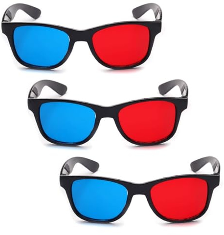 3Pcs Red and Blue 3D Glasses Universal TV Movie Dimensional Video Frame 3D Glasses DVD Game Glass 3D Style Glasses for 3D Movies Games, 3D Viewing Glasses, Light Simple Design, Televisions and Video