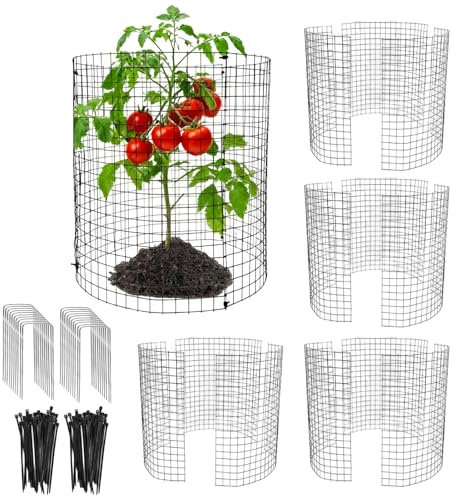 12 Pcs 11.7'' x 11.7'' Chicken Wire Mesh Roll, Plant Protectors Includes 12 Ground Pegs and 100 Cable Ties Effectively Protect Plant Growth