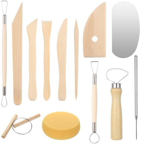 13 Kit Ceramica da Modellare, Strumenti Kit Argilla Attrezzi Scultura, Attrezzi Ceramica Set di Strumenti per Modellare Argilla Polimerica, Kit per Scultura, Kit per Intaglio Modellazione Fai Da Te
