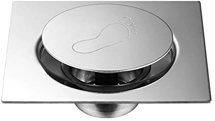 Generico Scarico Doccia a Pavimento Doccia in Acciaio Inox Hotel Easy Clean Bathroom Bouncing Durevole dei rifiuti di Copertura Piano Scarico Deodorante Argento Pedale Tipo Piazza(12x12cm)