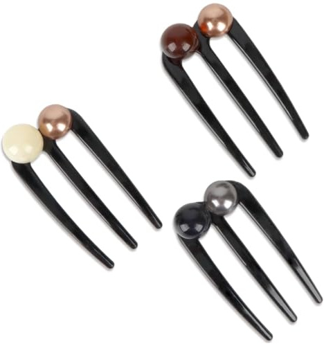 MOTIBACK 3 Stück Perlen Haarnadeln U Förmige Haarspange für Damen Alltag | Elegante French Hair Pin aus Acryl, Glatte Oberfläche, fester Halt für Hochsteckfrisuren, Ideal für Hochzeit und Büro