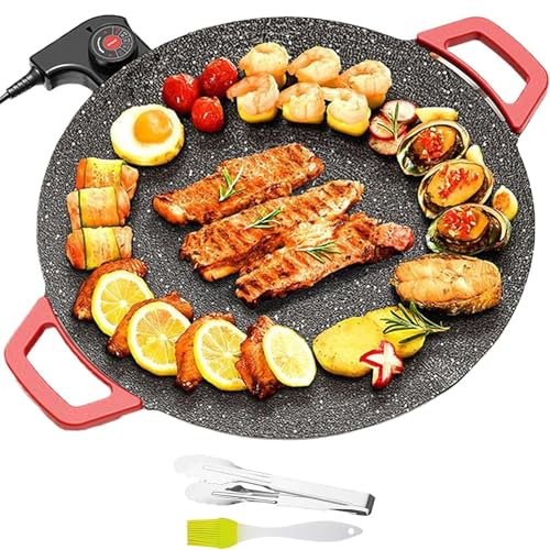 Griglia Elettrica Da Interno Senza Fumo E Piastra Antiaderente – Griglia Compatta Da Tavolo A Riscaldamento Rapido Per Bistecche, Hamburger, Pancake, Barbecue E Cucina Quotidiana Al Chiuso 36cm