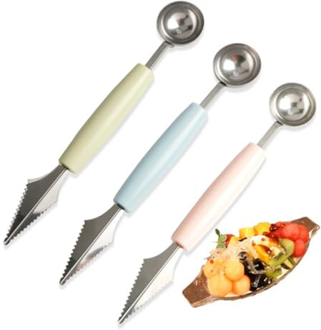NESTINGHO Set Utensili da Cucina in Acciaio Inossidabile per Scavino Frutta con Funzione Intaglio, Resistente alla Ruggine, per Torte e Insalate di Frutta Fai da Te