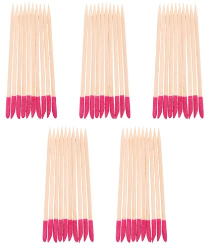 Veemoon Palitos de Naranjo para Manicura 50 Unidades Doble Punta de Madera para Empujar y Lijar Cutículas Uso Profesional y Pedicura Detallada