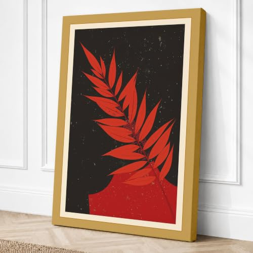 Geometric Fern Botanical Canvas Wall Art Print 30x20 Inch | Ready to Hang, Gallery Wrapped, Fade-Resistant Inks, Securely Packaged, UK Made