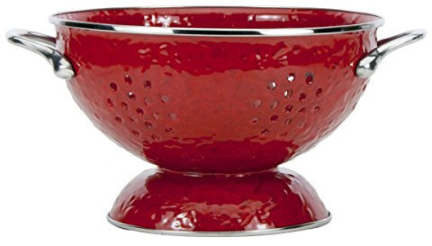 Golden Rabbit Enamelware - Solid Red Pattern - 3qt Colander