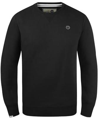 Solid SDBenn herrsweatshirt, tröja med rund hals, ribbade muddar, etikettdetaljer, bomullsblandning, normal passform, Svart (9000), S