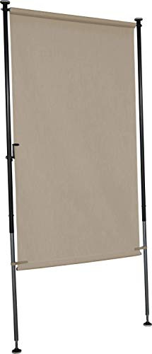 Angerer Balkonsichtschutz, Senkrechtmarkise mit Handkurbel, Terrasse/Balkon, Montage ohne Bohren, Made in Germany, hochwertiger Stoff, UV-beständig, höhenverstellbar, wasserabweisend, 120 cm Sand