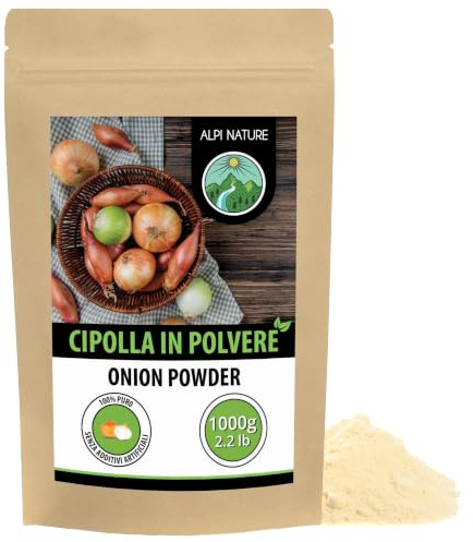 Alpi Nature Lökpulver 1kg, Malen Torkad Lök, Lökpulver för Matlagning, Lök Pulver