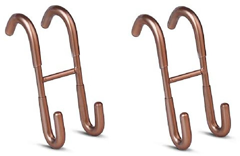 U/D Kunststoff-getauchte S-Haken, Mehrzweck-Doppelhaken, nicht perforiert, Kupfer-Farbe, Glashaken, nagelfreier Haken (Gold, 2 Stück)