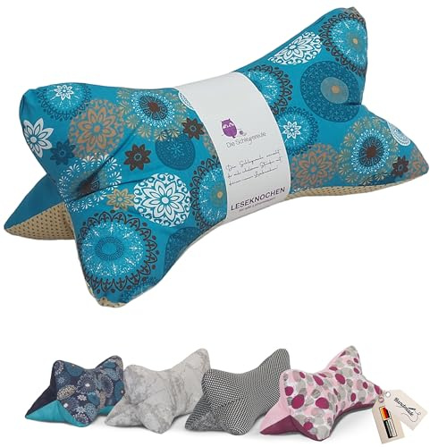 Leseknochen Nackenkissen Handmade in D, waschbar (Mandala türkis)