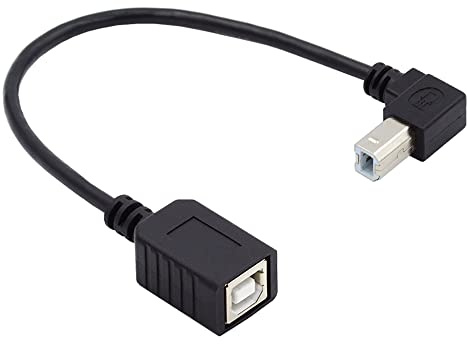 NFHK USB 2.0 B typ hane till hona förlängningskabel vinklad 90 grader 20 cm för skrivare skannerdisk