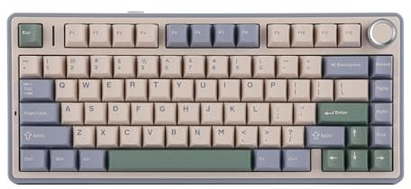 EPOMAKER AULA F75 Wireless Mechanical Gaming Keyboard, 75% Layout with Knob, Creamy Gasekt-Mount with Sound-Dampening, RGB, Hot-Swap, Bluetooth/2.4Ghz (Green, Graywood V3 Switch)