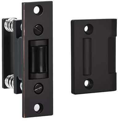 HOMOTEK 2 Pack Commercial Heavy Duty Door Roller Catch, Drive in Ball Catch with Strike Plate Solid Zinc Adjustable Silent Door Latch, Spring Tension Roller, Oil Rubbed Bronze