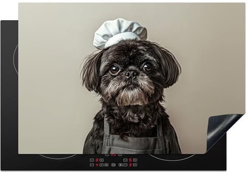 KitchenYeah© Protège Plaque Induction 78x52 cm Deco Cuisine Accessoire Pratique Protection De Vitroceramique Kitchen Gadget Cuisinier - Noir - Chien