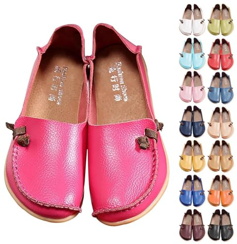 Flat Boat Shoes Leather Flat Shoes Women Women's Soft Leather Mocassins Casual Slip On Loafers for Formal Office Loafers Fashion Cowhide Pumps Casual Oxfords Shoe for Women UK Black