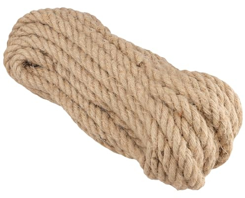 HONYUET Corde de jute naturelle - 20 mm x 20 m - Ficelle de chanvre pour jardin, artisanat, bricolage, décoration d'intérieur, marron