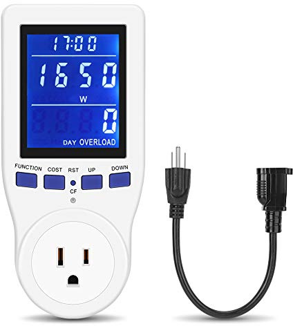 Electrical Usage Monitor Consumption,Home Electricity Usage Monitor, Energy Voltage Amps Kill Meter Tester with Backlight, Overload Protection, 7 Modes Display, Watt Meter Power Meter Plug, Home