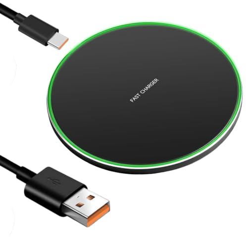 Caricatore wireless a induzione Qi da 35 W, pad di ricarica rapida per Phone 16/15/14/13/12, Cuffie Bluetooth 4/3/2, Galaxy S24/S23/S22/S21, Note, OnePls, compatibile con tutti i dispositivi Qi