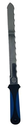 Dämmstoffmesser 290 mm – Profi Isoliermesser für Mineralwolle & Styropor – Rostfreies Dämmwolle Messer mit 2-Seiten Wellenschliff – Ergonomischer Softgriff, Schaumstoffmesser für Bau & Dämmung