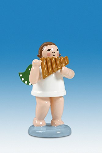 Rudolphs Schatzkiste Holzfigur Engel mit Panflöte und Krone Höhe 6cm NEU Holzengel Instrument Seiffen Erzgebirge Figur Dekoration Holzfiguren Weihnachten Fensterschmuck Spielzeug Deko Weihnachtsfigur