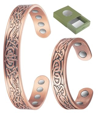 Magnetisk kopparring för män, kvinnor, koppararmband (smyckeset) (CPB-0915 CPR-0915), 6,5 tum, rostfritt stål, utan_sten, 6.5 pouces, Rostfritt stål, utan_pierre