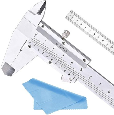 Pied à Coulisse Acier inoxydable Vernier Caliper 150MM 6'' Nabance Caliper Outil de Mesure de Micromètre Caliper Avec une règle en Acier de 15 cm et Chiffon de Nettoyage