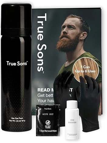 True Sons Hair Dye Foam (Dirty Blond) – Award-Winning Beard Dye for Men with Natural Grey Coverage – Ammonia Free – Enriched with Aloe Vera, Ceramide NP, and Vitamin E – Single Use (1 pack)