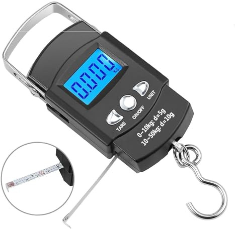 Aofan Portable Digital Travel Suitcase Scales, Electronic Luggage Hanging Scale, Fishing Scale with Backlit LCD Screen and Measuring Tape Ruler,Outdoor,Home Use 110 lb/ 50 KG Capacity