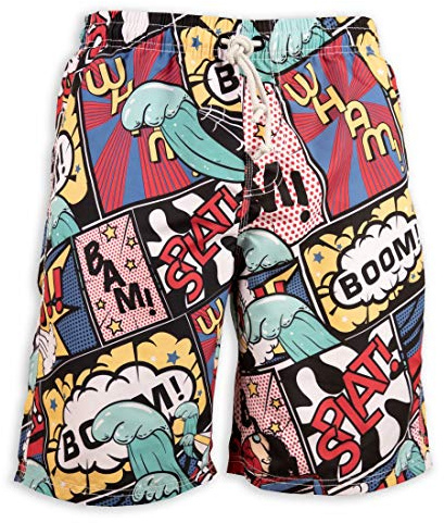 Mens Loose Board Shorts Quite Dry Swimwear surf Comic Printing Beach Holiday Party Water Sports Swim Trunks no Lining surf Shorts