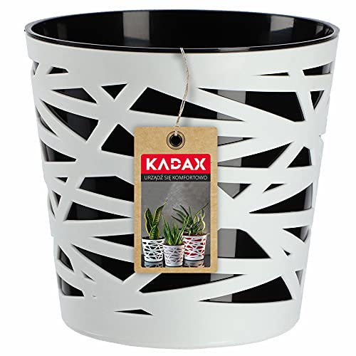 KADAX Maceta, macetero, maceta redonda de plástico, maceta para flores, plantas, balcón, maceta para interiores, maceta ligera, maceta moderna (17 cm, negro)