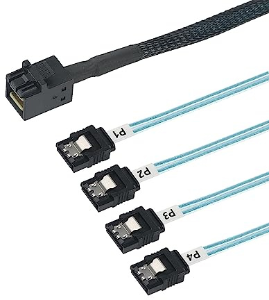 Heretom Internal Mini SAS to SATA Cable, SFF-8643 to SATA Forward Breakout Compatible with Raid Controller Hard Drive