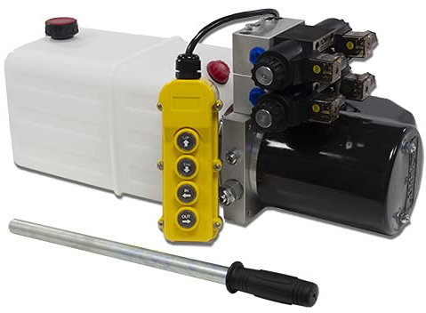 Flowfit 24 V Gleichstrom, doppelt wirkend, hydraulischer Doppel-Magnetspender, mit 7 l Tank und Handpumpe.